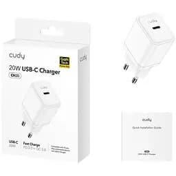 Зарядний пристрій Cudy 20W GaN 1×USB-C QC+PD 3.0 вилка EU для iPhone 12 і новіших (CH20_EU) - мініатюра 4