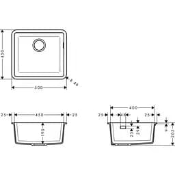 Кухонна мийка Hansgrohe S510-U450 під стільницю 500x450 Graphiteblack 43431170, Чорний - мініатюра 2