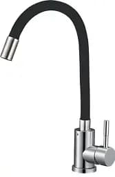 Змішувач для кухонної мийки Udis EZA4-F090KB нержавійка, гнучкий силіконовий вилив Чорний 30412