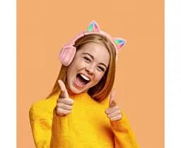 Навушники Блютуз Головні Borofone BO18 CAT Ear рожевий - мініатюра 5
