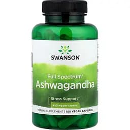 Ашваганда для спокою Swanson Ashwagandha 450 мг 100 капсул (100-93-4411784-20)