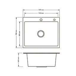 Кухонна мийка Lidz H6050B 3.0/0.8 мм Brush Black (LDH6050BPVD3008), Чорний - мініатюра 2