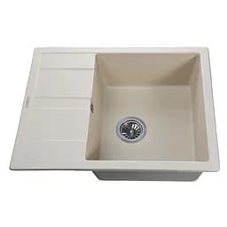 Кухонна мийка гранітна Globus Lux One слонова кiстка 650x500