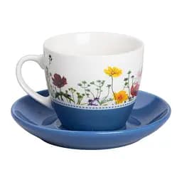 Чашка з блюдцем порцелянова 250 мл із квітковим принтом, синій Liling Rongxiang Ceramic RX-N24723BL - мініатюра 9