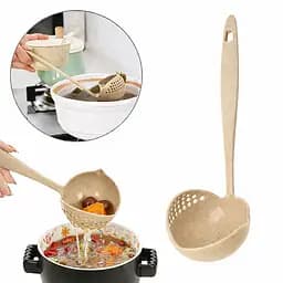 Ополоник-шумівка MagicKitchen 2 в 1 із ситом для супу та проціджування Бежевий 88308 - мініатюра 1