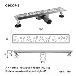 Душовий трап Gappo 70х600 мм, нержавіюча сталь G86007-2 - мініатюра 8
