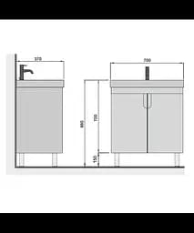 Тумба Мойдодир Simple Graphite 70-U з умивальником River 70 графітова універсальна Графіт - мініатюра 8