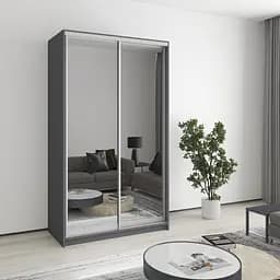 Шафа-купе дводверна MebelStar Уні AL 2 Дзеркала 120x60x210 см Антрацит (MBS-2648)