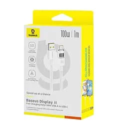 Кабель Baseus Display 2 Fast Charging Data Cable USB-A to USB-C 100W 2m White - мініатюра 2