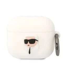 Силиконовый чехол Karl Lagerfeld 3D Logo NFT Karl Head для Airpods 3 White (57983112331)