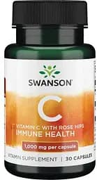 Вітаміни та мінерали Swanson Vitamin C with Rose Hips 1000 mg, 30 капсул
