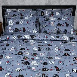 Комплект постільної білизни Moon&Star Бязь Gold Люкс Feline Fun Полуторний Євро 160х220 наволочки 2х40х60 - мініатюра 2
