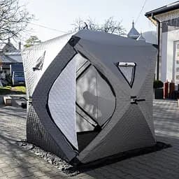 Палатка зимняя утепленная "Куб" (3-местная 210х210х210), Зимняя палатка для рыбака туризма кемпинга и путешествий серый Lugi LU-BD18G