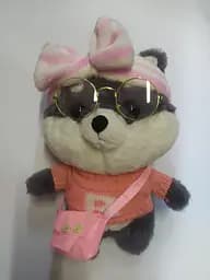 Собачка Lalafanfan м'який плюшевий Сіба-Іну в одязі та в окулярах сірий