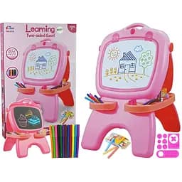 Двухсторонний мольберт Limo Toy 6558-6578 Р для детей с мелками и фломастерами розовый