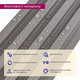 Рейка декоративна Wall Sticker WPC стінова 3000х160х23 мм Сталева сіра SW-00001528 - мініатюра 7