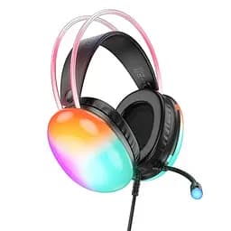 Навушники накладні Hoco W109 ігрові з LED підсвічуванням Jack 3.5 чорний - мініатюра 3