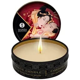 Масажна свічка Shunga Mini Massage Candle Sparkling Strawberry Wine з афродизіаками 30 мл