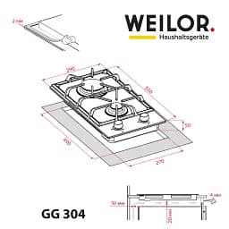 Поверхня газова Domino на склі Weilor GG 304 WH - мініатюра 12