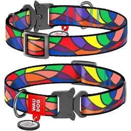 Нашийник для собак Waudog Nylon Вітраж, з QR паспортом, металева пряжка-фастекс, L, 31-49х2,5 см - мініатюра 3