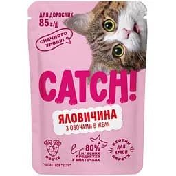 Набір вологий корм Catch! для дороcлих котів з яловичиною та овочами в желе  2.04 кг (24 шт х 85 г) - мініатюра 2
