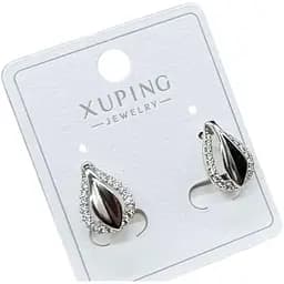Сережки Xuping Краплі з камінцями з медичної сталі під срібло