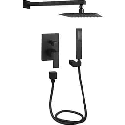 Душова система прихованого монтажу Qtap Aquarius на два споживача QTAQA64103NGB Black Matt, Чорний матовий