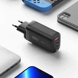 Зарядний пристрій блок адаптер Essager 65 W GaN 1U+2C (ES-CD23) чорний - мініатюра 2