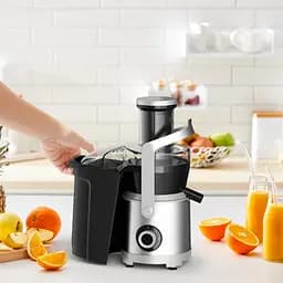 Tefal Соковитискач Nutri XXL відцентрований 1000Вт, чаша-0.8л, макуха-2.2л, жолоб на ціле яблуко, пластик/метал, чорний-нержавіюча сталь - мініатюра 5