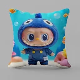 Подушка 3D декоративна з принтом Лабубу №4 35x35 см, велюрова 50 см, 50 см