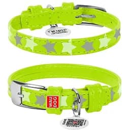 Нашийник для собак Waudog Glamour шкіряний з QR паспортом, візерунок Зірочка, світиться/світловідбивний, XS, Ш 15 мм, Дов 27-36 см (4823089301204)