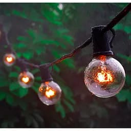 Пряма зовнішня гірлянда 20 Led Ламп Едісона 20м на чорному проводі з продовженням (Теплий білий світ)