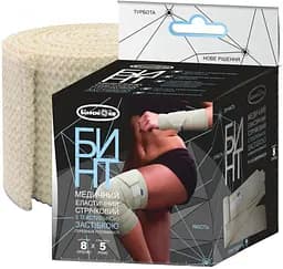 Бинт еластичний стрічковий Білосніжка з текстильною застібкою, 8 см х 5 м (721217)