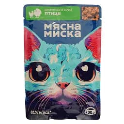 Влажный корм для кошек Мясная Миска кусочки в соусе с птицей 100 г