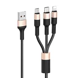Кабель Hoco Combo Micro USB/Lightning/Type-C Xpress one pull three charging cable X26 черно-золотой