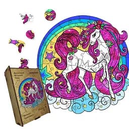 Пазл деревянный Радуга Единорога, А3, Картонная коробка 200 элементов