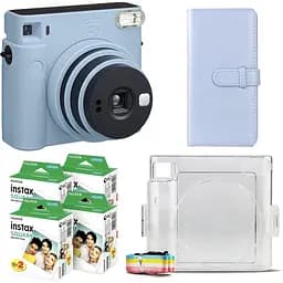 Подарунковий набір фотоапарат Fujifilm Instax Square SQ1, Фотопапір 80 шт, Прозорий чохол, Фотоальбом 80 фото Блакитний