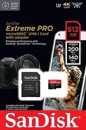 Картка пам'яті microSDXC SanDisk Extreme Pro A2 512 Gb class 10 V30 UHS-1 U3 (R200MB/s,W140MB/s) - мініатюра 3