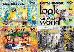 Скетчбук Art Line А4, 24 аркуші, клеєний, білий блок 100 г/м² (в асортименті) - мініатюра 5
