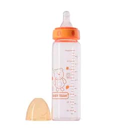 Пляшечка для годування Baby Team, скляна з силіконовою соскою, 250 мл, помаранчевий (1201_оранжевый) - мініатюра 2