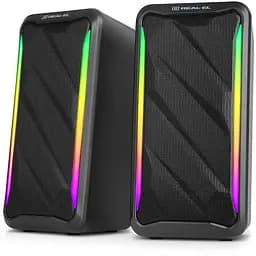 Колонки 2.0 REAL-EL S-130 чорний, 2 x 5 Вт, USB, mini-jack 3.5 мм, RGB-підсвічування (EL121100018)