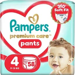 Підгузки-трусики Pampers Premium Care Pants Розмір 4 (9-15 кг) 58 шт.