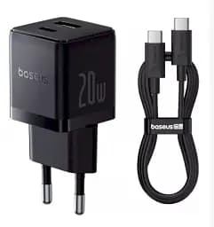 МЗП Baseus Palm Fast Charger Type-C+USB 20W + Cable Type-C to Type-C P101111608113-01 Black