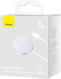Бездротовий зарядний пристрій магнітний Baseus Simple Mini3 Magnetic 15W silver - мініатюра 6