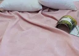 Простирадло-покривало Tag Tekstil піке 200х235 см. Клітина пудра - мініатюра 2