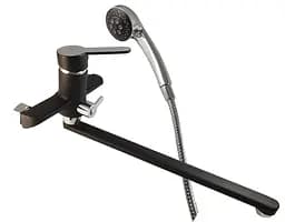 F2242 Змішувач для ванни довгий гусак чорний/хром Ø35 Frap 1/10 Чорний матовий