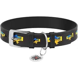 Нашийник для собак Waudog Design Дім, шкіряний, з QR паспортом, XS, 21-29х1, 2 см, чорний