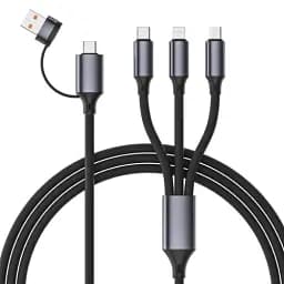 Кабель Type-C / USB AM - Type-C / Lightning / microUSB, 1.5 м, чорний, Cablexpert, 2.1A (CC-USB2S-ACM31-1.5M)