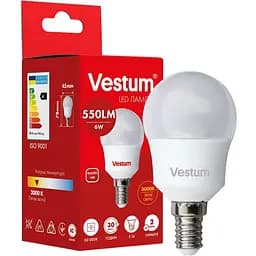 Светодиодная лампа Vestum G45 6W 3000K 220V E14 1-VS-1204