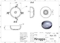 Умивальник Miraggio Mark 375 mirastone gray 0002681, Сірий - мініатюра 2